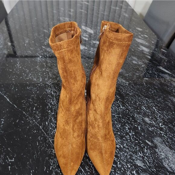 BRAND NEW SHOE LAND FAUX SUEDE ZIP SIDE SOCK BOOTS - Picture 3 of 16